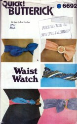 6692 BUTTERICK  5 WAIST BELTS PATTERN SIZE SMALL - LARGE 8 - 18